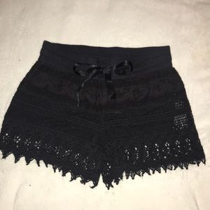 Black textured shorts